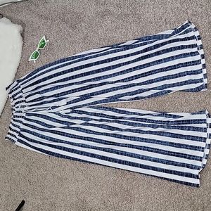 Vertical Stripe High Waist Wide Leg Trousers